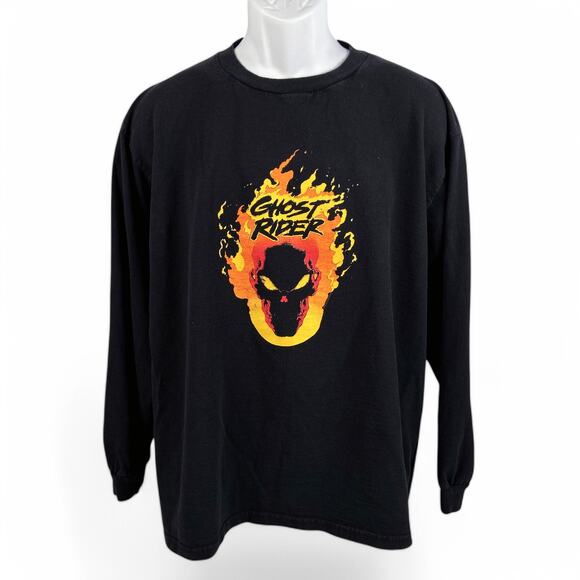 Vintage Ghost Rider Long Sleeve T-Shirt 2000 Marvel Y2K Graphic Tee - Picture 1 of 8